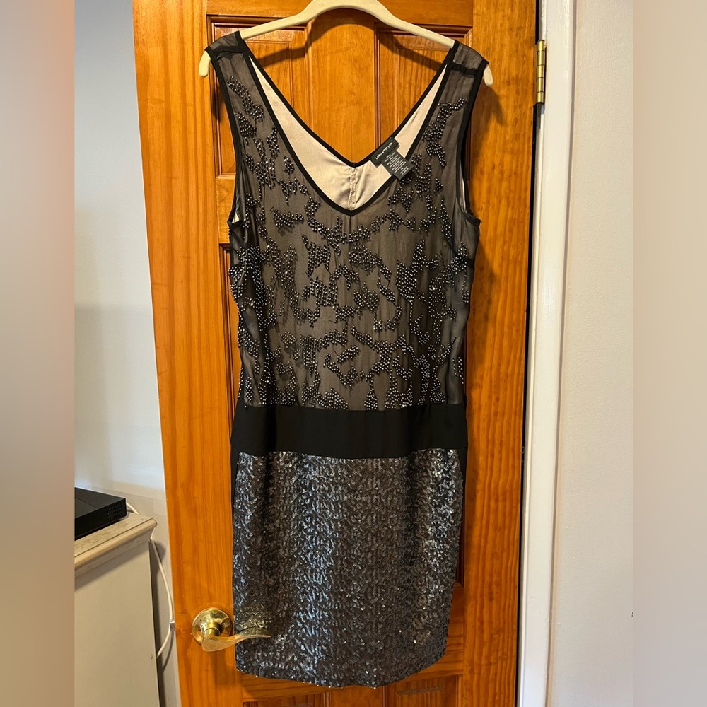 Lord and Taylor beaded and sequin black cocktail dress size 10